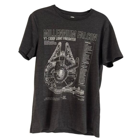 Old Navy Star Wars Millennium Falcon Graphic T Shirt Gray Size S - Picture 1 of 6